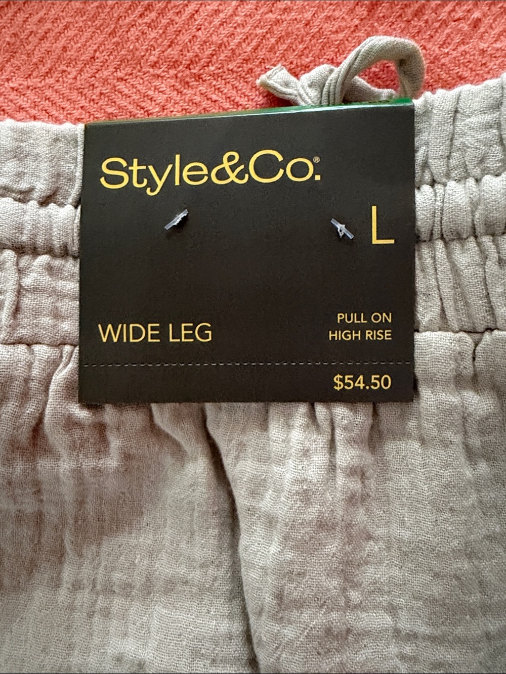 Style & Co. Wide Leg Drawstring Linen-Blend Pants in Beige - Picture 3 of 3